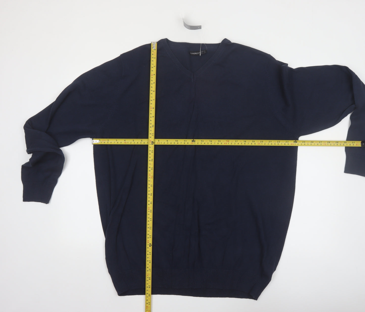 Livergy Men Blue 2XL Cotton V-Neck Pullover Jumper