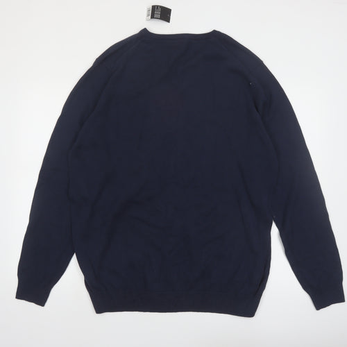 Livergy Men Blue 2XL Cotton V-Neck Pullover Jumper