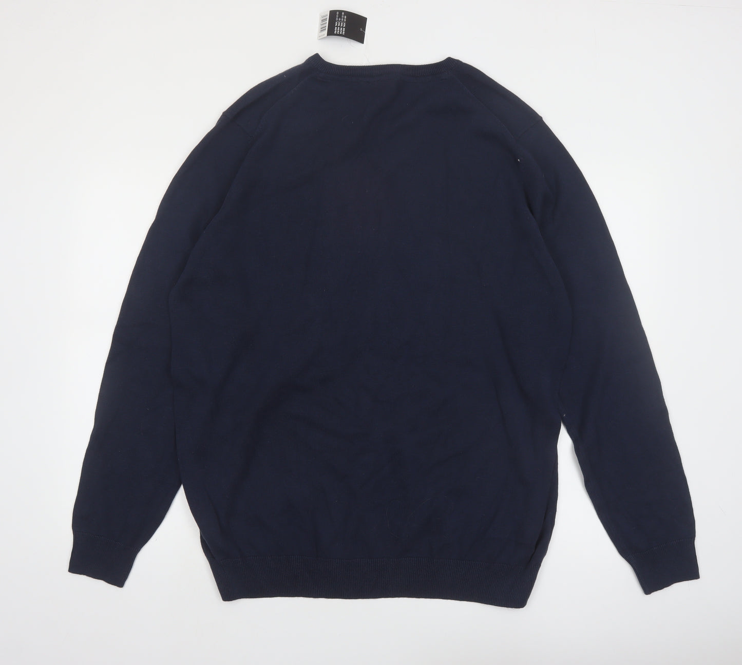Livergy Men Blue 2XL Cotton V-Neck Pullover Jumper