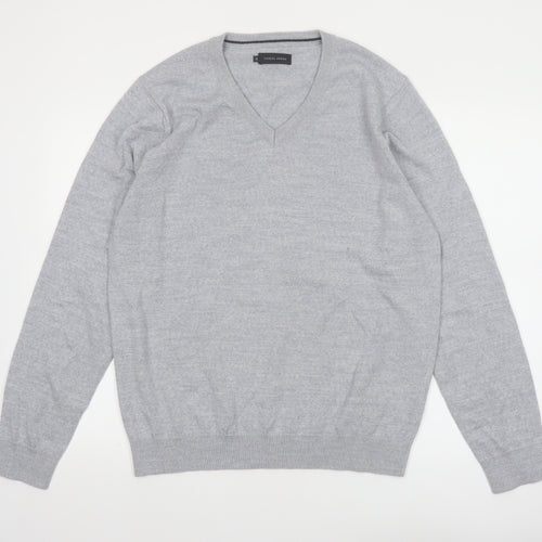 Casual Friday Men’s Grey XL V-Neck Wool Blend Jumper