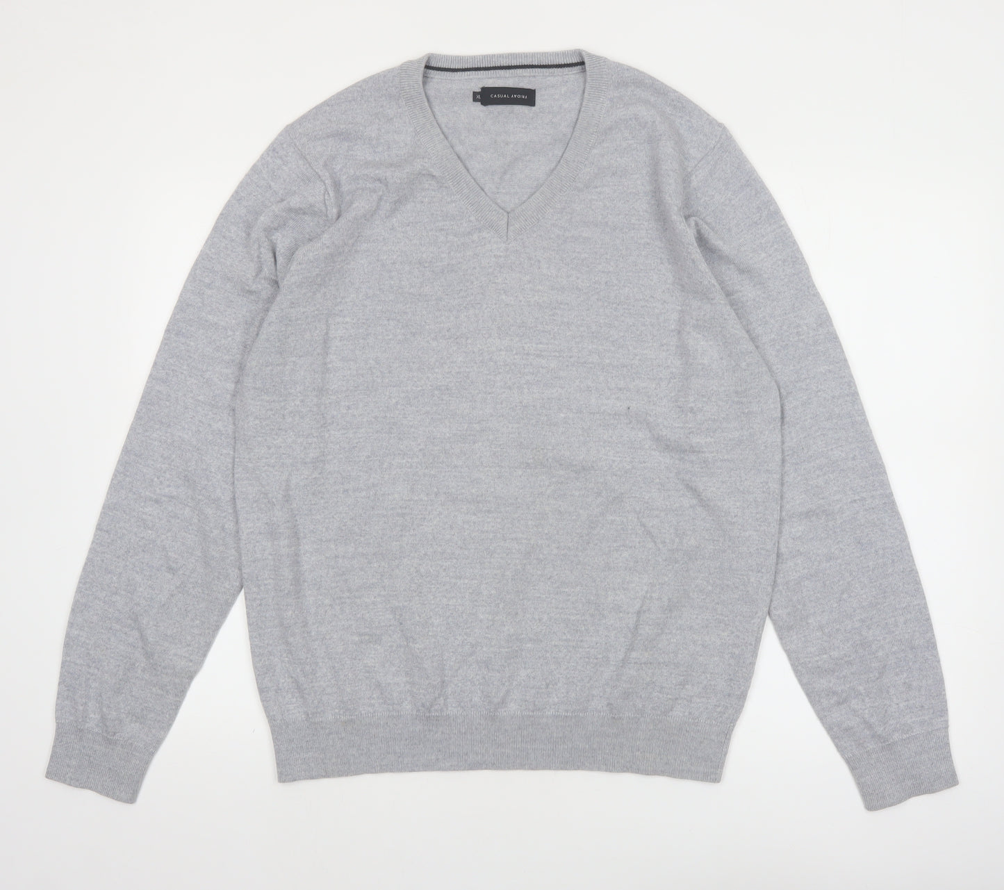 Casual Friday Men’s Grey XL V-Neck Wool Blend Jumper
