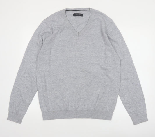 Casual Friday Men’s Grey XL V-Neck Wool Blend Jumper