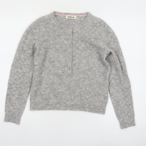 Boden Womens Grey Mohair Blend Henley Jumper XS