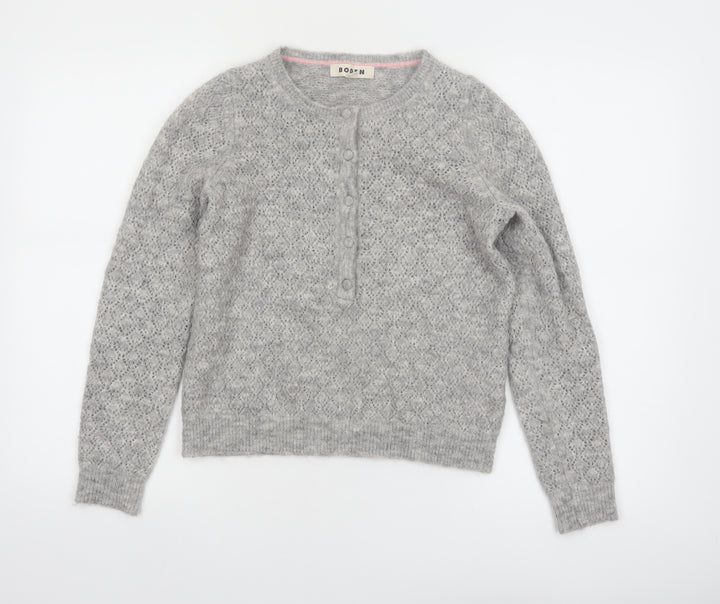 Boden Womens Grey Mohair Blend Henley Jumper XS
