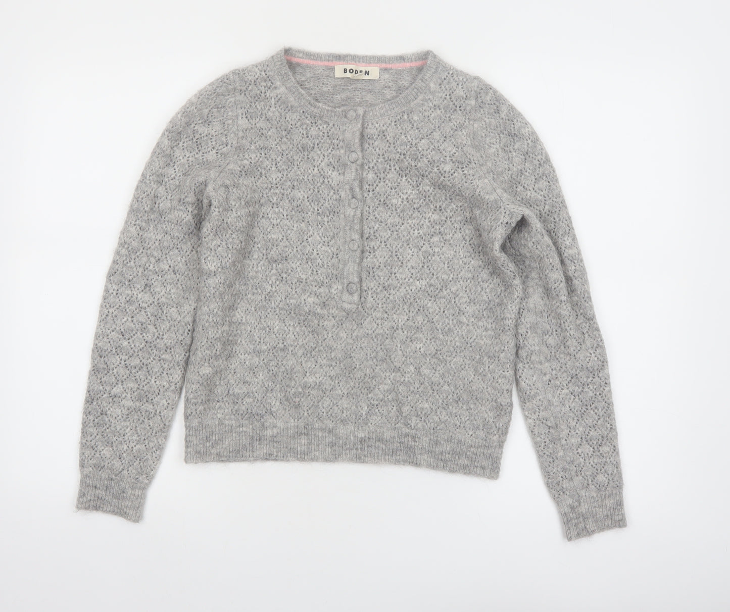 Boden Womens Grey Mohair Blend Henley Jumper XS