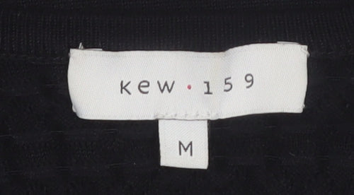 Kew 159 Women's Black Knit Shift Dress M 3/4 Sleeve Scoop Neck