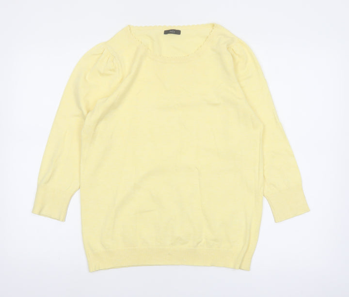 M&Co Women’s Yellow Viscose Knit Scoop Neck Pullover Jumper Size 14