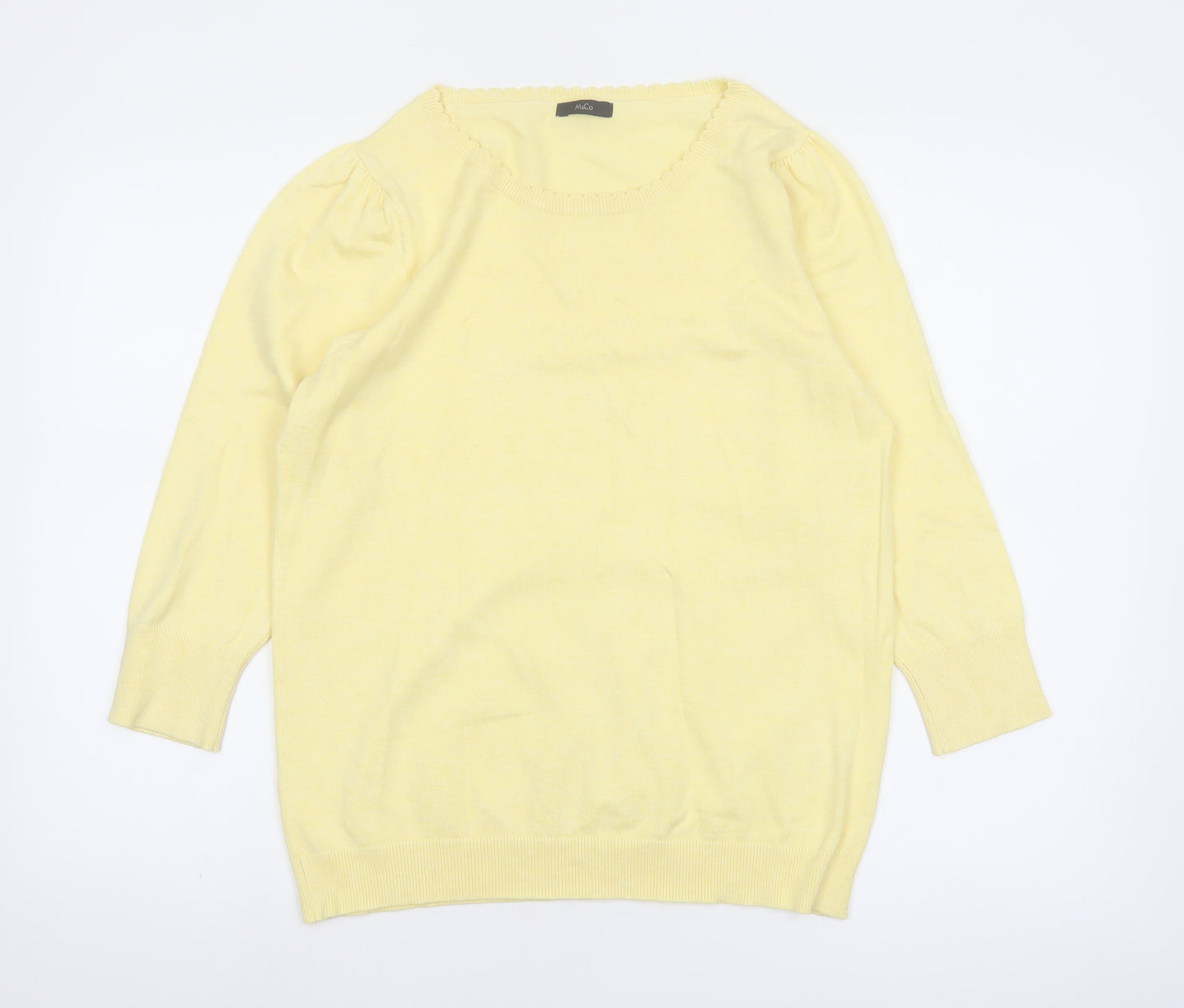 M&Co Women’s Yellow Viscose Knit Scoop Neck Pullover Jumper Size 14