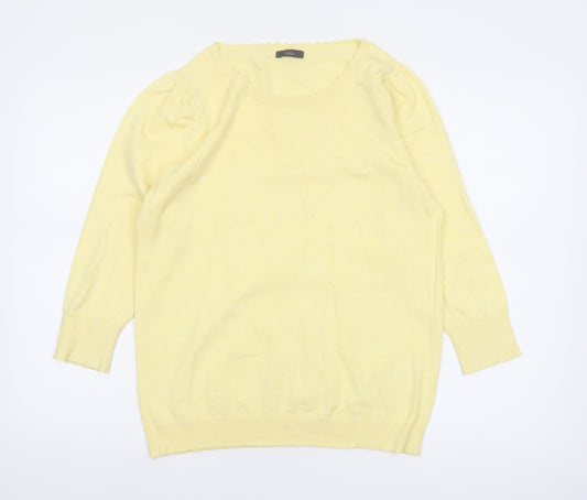 M&Co Women’s Yellow Viscose Knit Scoop Neck Pullover Jumper Size 14