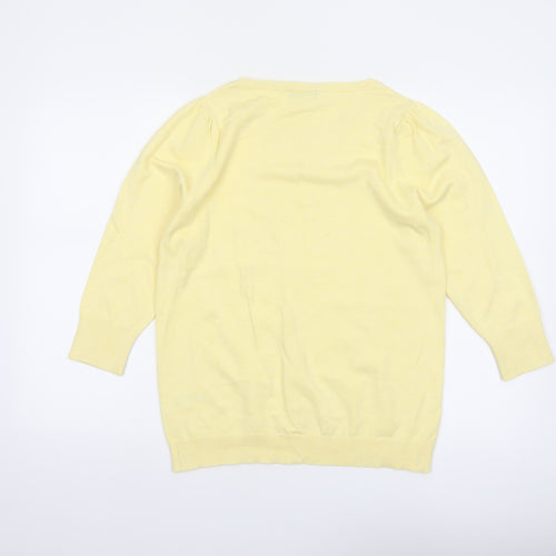 M&Co Women’s Yellow Viscose Knit Scoop Neck Pullover Jumper Size 14