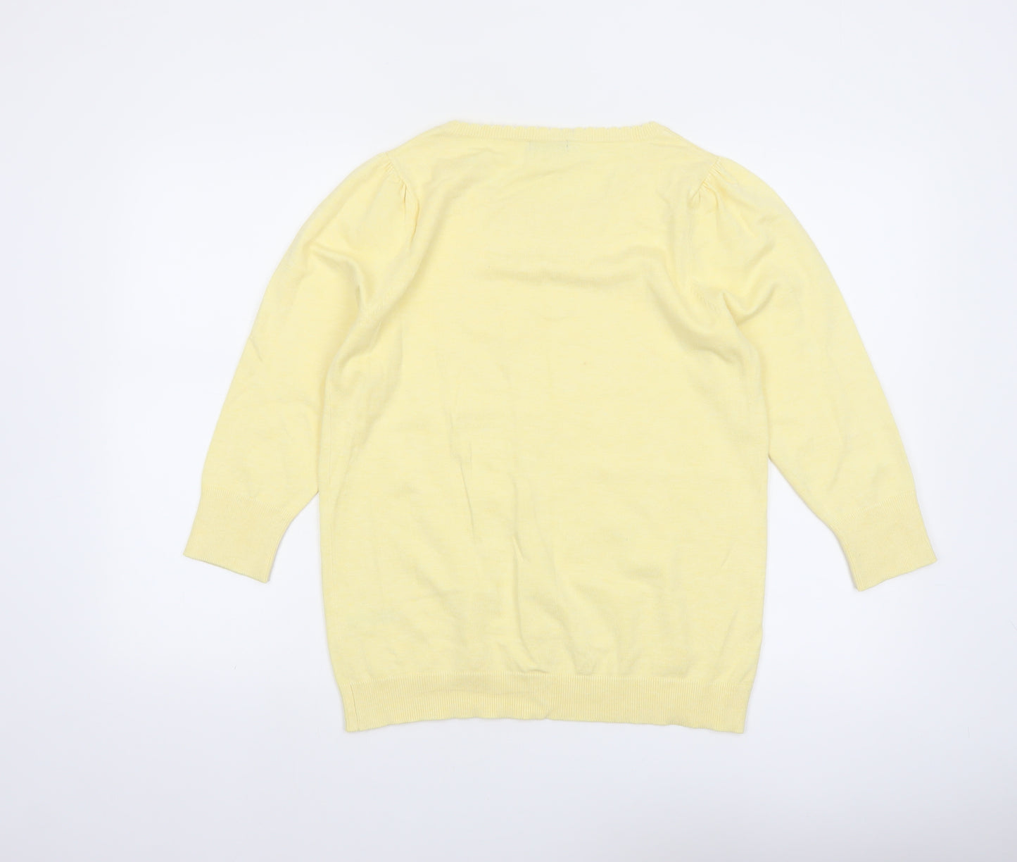M&Co Women’s Yellow Viscose Knit Scoop Neck Pullover Jumper Size 14