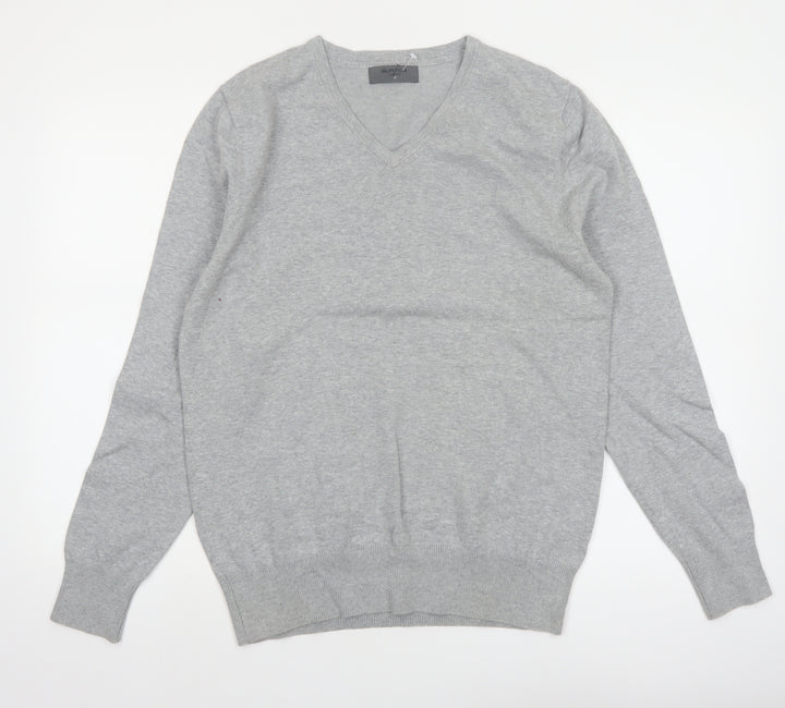 Burton Men Grey V-Neck Cotton Nylon Pullover Jumper M