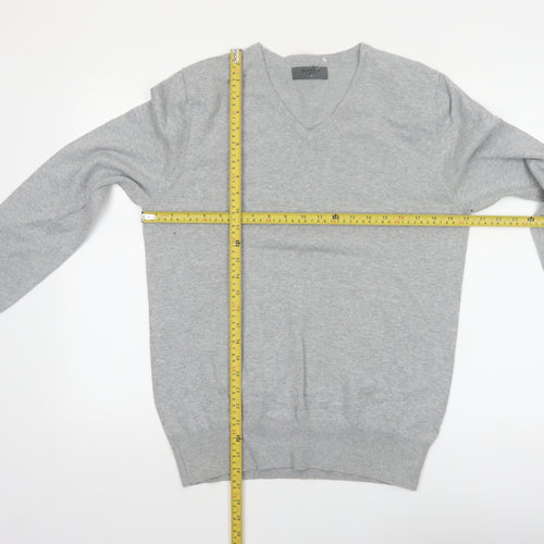 Burton Men Grey V-Neck Cotton Nylon Pullover Jumper M