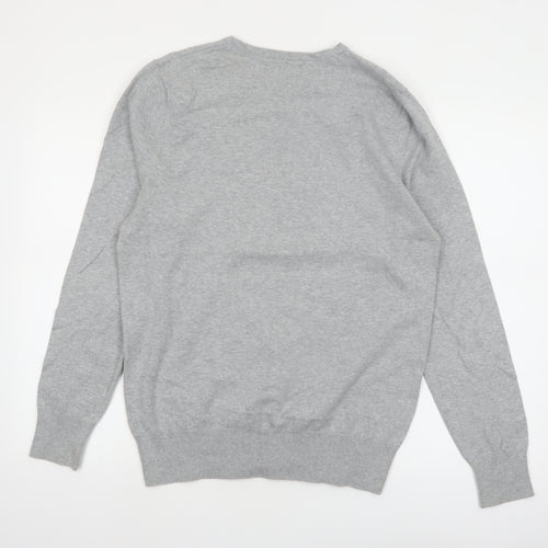 Burton Men Grey V-Neck Cotton Nylon Pullover Jumper M