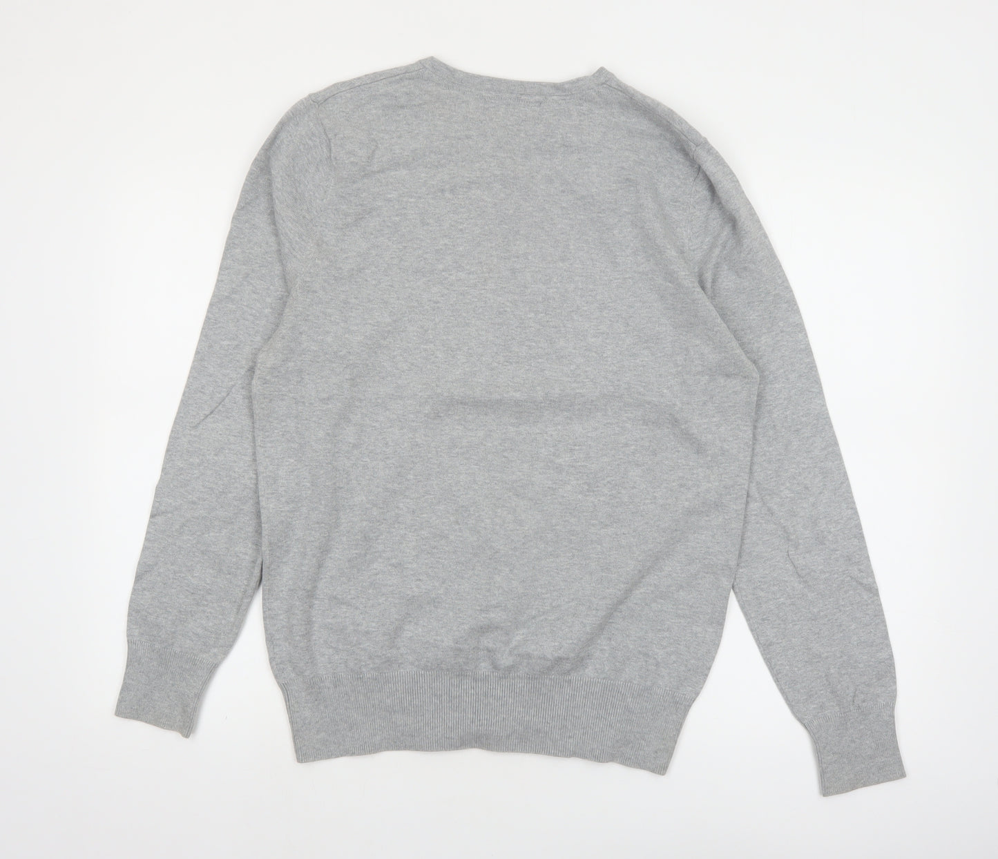 Burton Men Grey V-Neck Cotton Nylon Pullover Jumper M