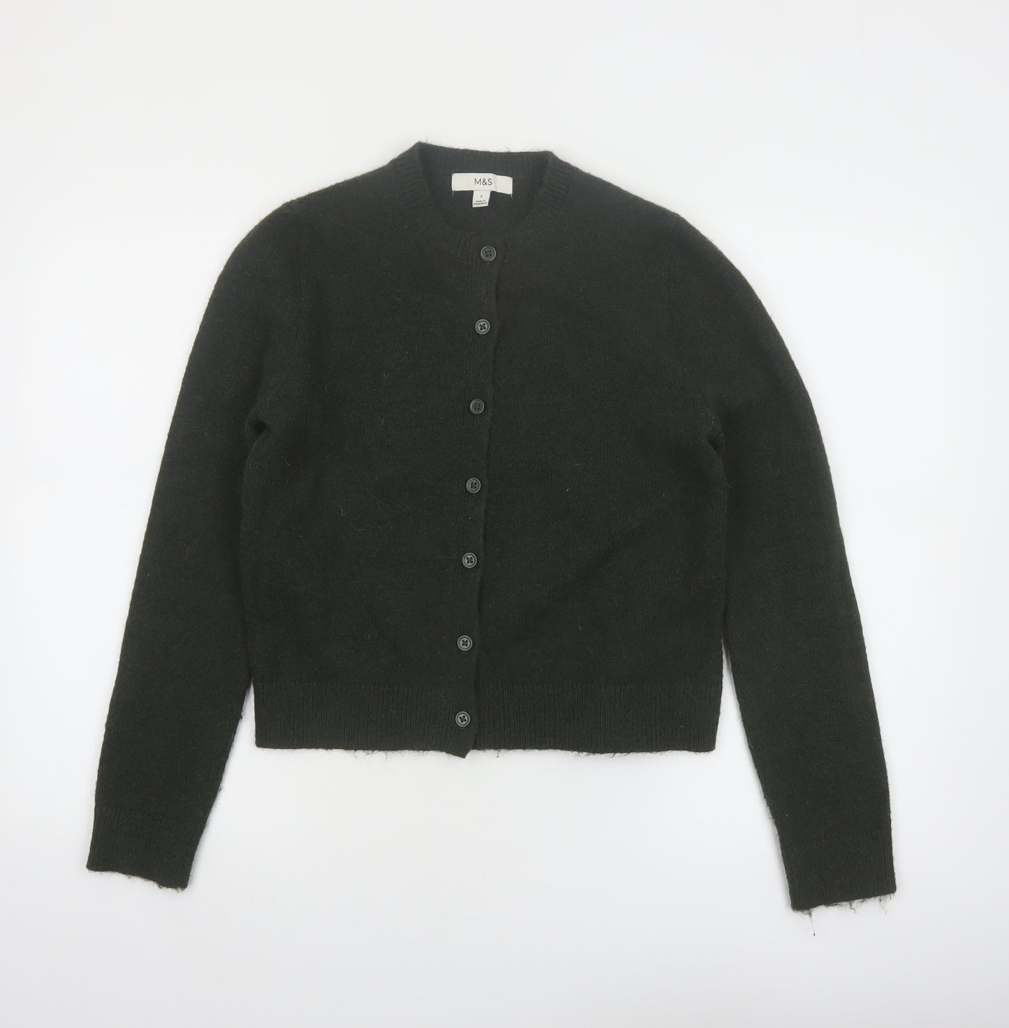 Marks and Spencer Women's Black Cardigan Jumper Small Knit Crew Neck
