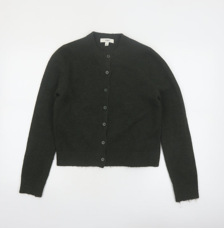Marks and Spencer Women's Black Cardigan Jumper Small Knit Crew Neck
