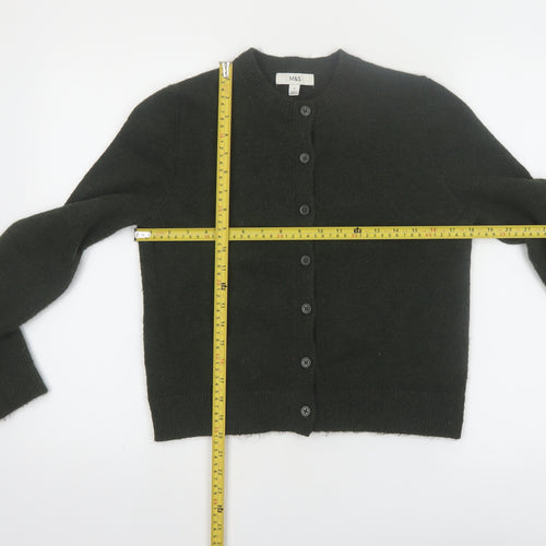 Marks and Spencer Women's Black Cardigan Jumper Small Knit Crew Neck