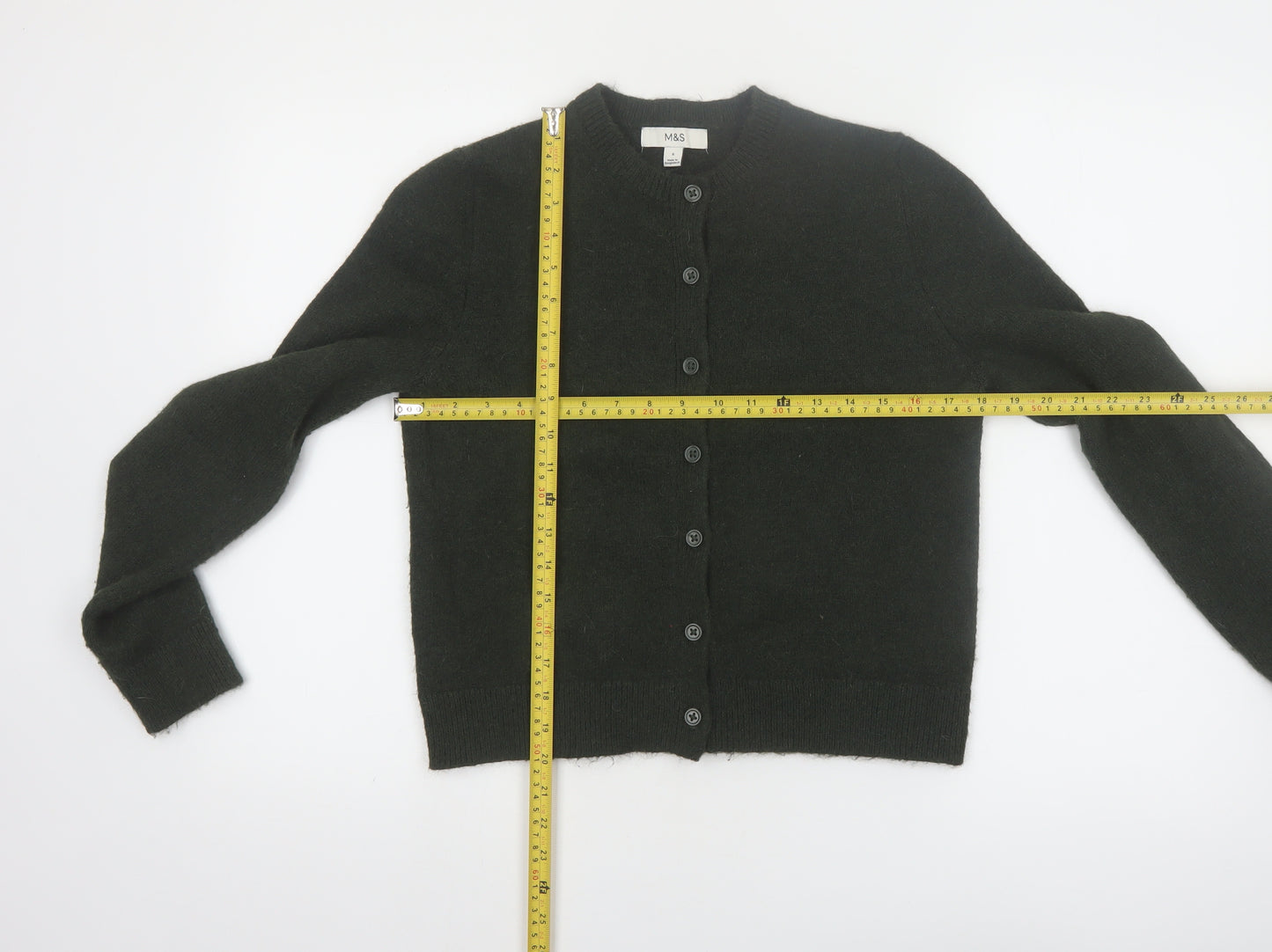 Marks and Spencer Women's Black Cardigan Jumper Small Knit Crew Neck