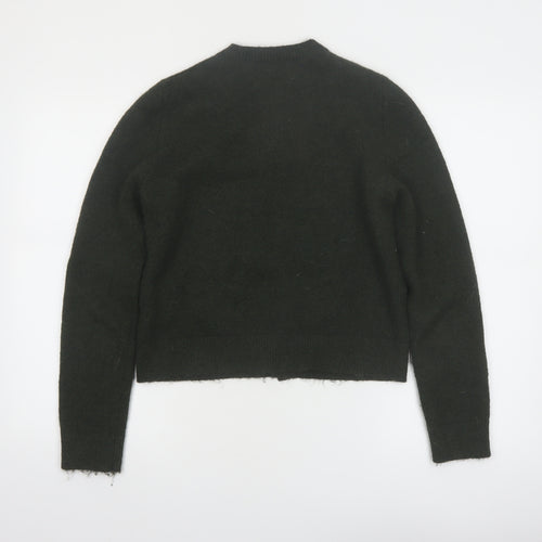 Marks and Spencer Women's Black Cardigan Jumper Small Knit Crew Neck