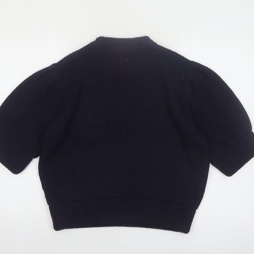 H&M Women’s Blue Puff Sleeve Knit Pullover Jumper Size 8