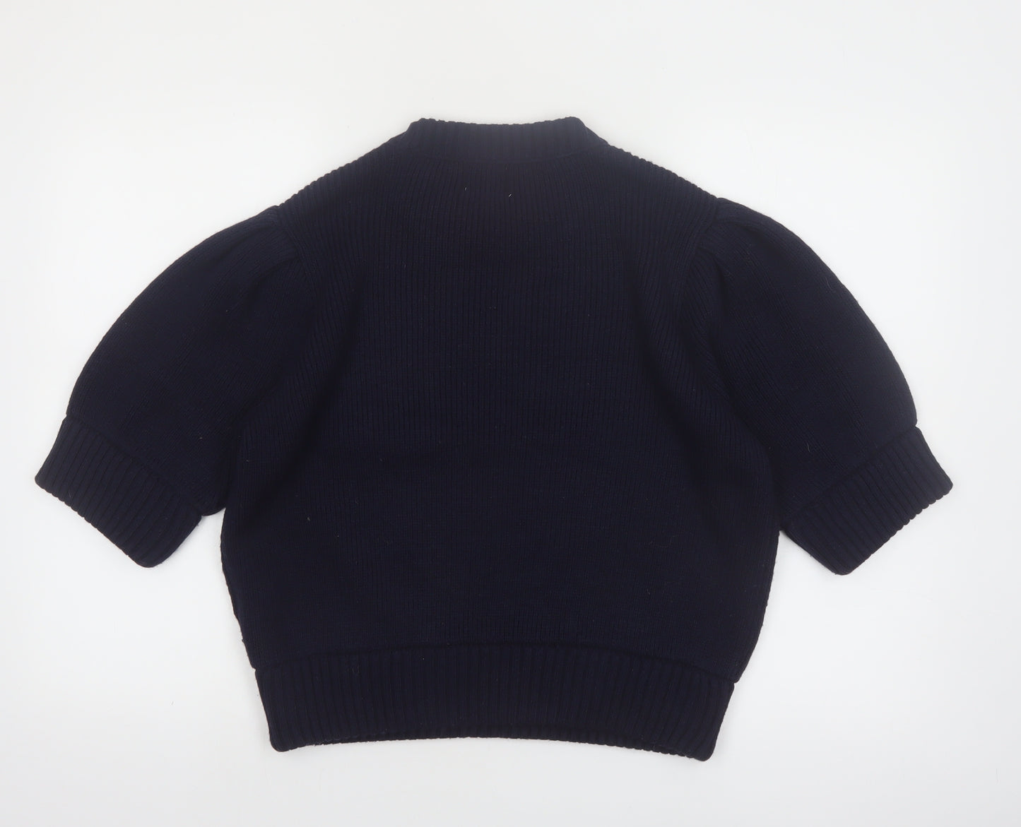 H&M Women’s Blue Puff Sleeve Knit Pullover Jumper Size 8