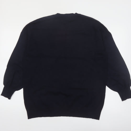 Roman Women Black V-Neck Long Sleeve Pullover Jumper Size 18
