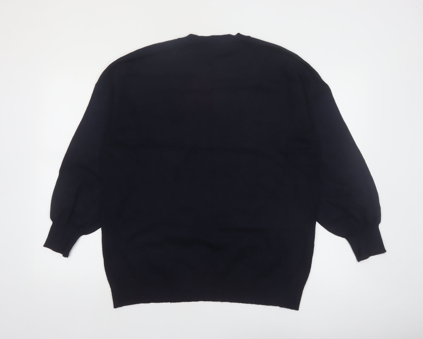 Roman Women Black V-Neck Long Sleeve Pullover Jumper Size 18