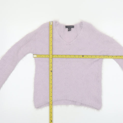 Atmosphere Women Lilac V-Neck Fluffy Knit Jumper Size S 6/8