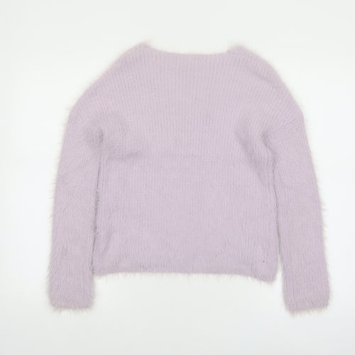 Atmosphere Women Lilac V-Neck Fluffy Knit Jumper Size S 6/8