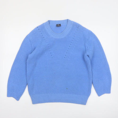 Paul Smith Women's Blue Chunky-Knit Cotton Blend Jumper Size S