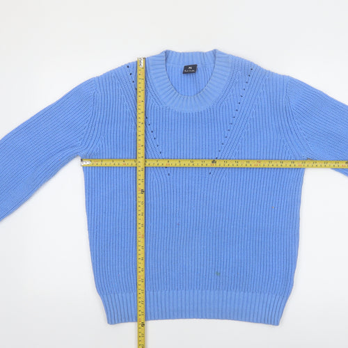 Paul Smith Women's Blue Chunky-Knit Cotton Blend Jumper Size S