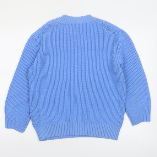 Paul Smith Women's Blue Chunky-Knit Cotton Blend Jumper Size S