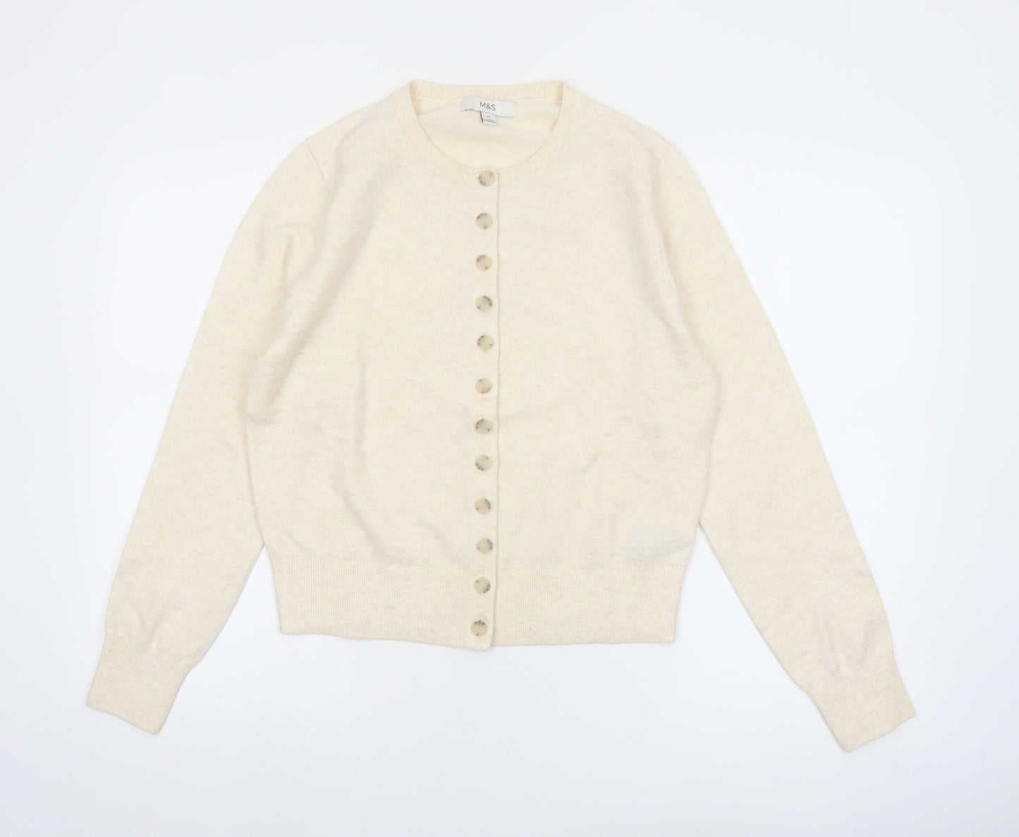 Marks and Spencer Women’s Ivory Cardigan M Knit Button Front