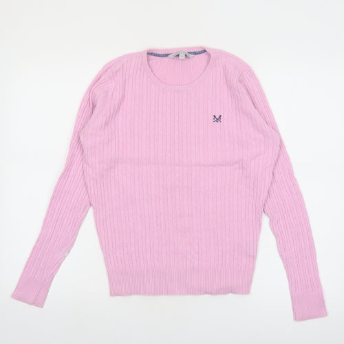 Crew Clothing Co. Women's Pink Cotton Cable Knit Jumper Size 12