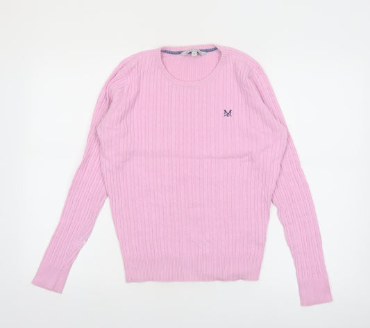 Crew Clothing Co. Women's Pink Cotton Cable Knit Jumper Size 12
