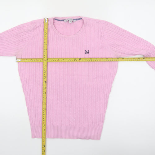 Crew Clothing Co. Women's Pink Cotton Cable Knit Jumper Size 12