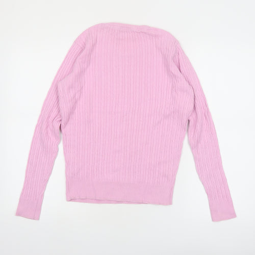 Crew Clothing Co. Women's Pink Cotton Cable Knit Jumper Size 12
