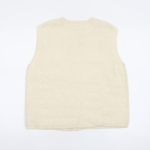 Marks and Spencer Women Beige Knit Button Vest Jumper Size M