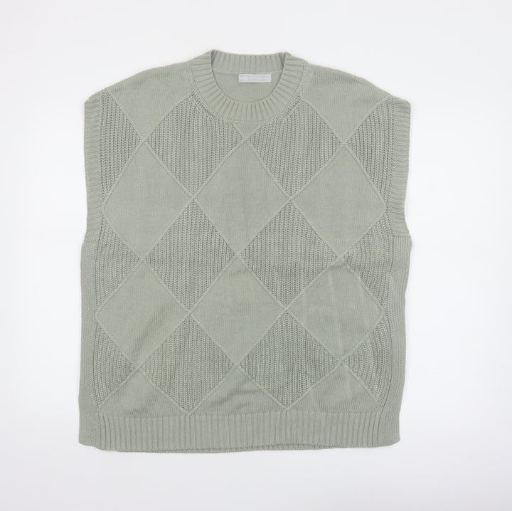 Marks and Spencer Womens Green Argyle Knit Sleeveless Vest M