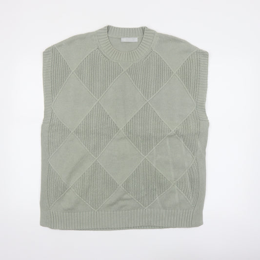 Marks and Spencer Womens Green Argyle Knit Sleeveless Vest M