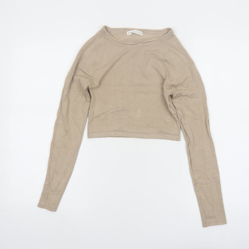 Pull & Bear Women’s Beige Slim Fit Long Sleeve Pullover Jumper Size 8