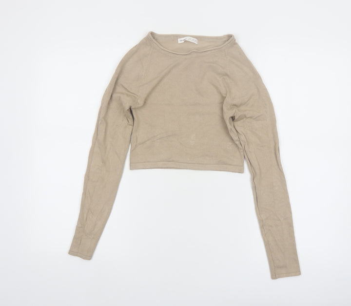 Pull & Bear Women’s Beige Slim Fit Long Sleeve Pullover Jumper Size 8
