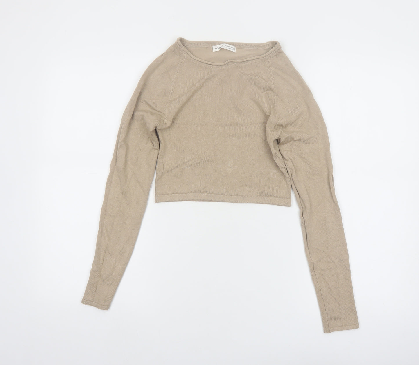 Pull & Bear Women’s Beige Slim Fit Long Sleeve Pullover Jumper Size 8