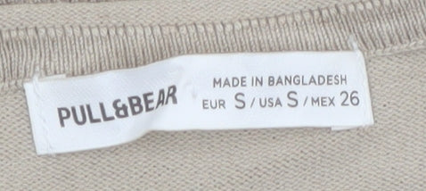 Pull & Bear Women’s Beige Slim Fit Long Sleeve Pullover Jumper Size 8