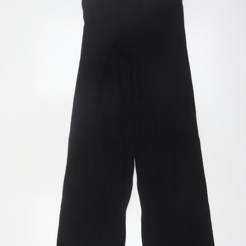 Boohoo Women's Black Petite Wide-Leg High Rise Trousers Size 8