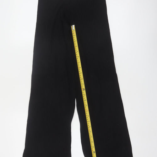 Boohoo Women's Black Petite Wide-Leg High Rise Trousers Size 8