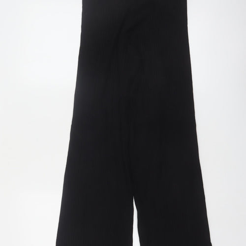 Boohoo Women's Black Petite Wide-Leg High Rise Trousers Size 8