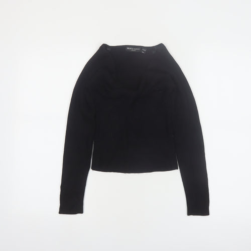 Brave Soul Women Black XS V-Neck Ribbed Knit Pullover Jumper