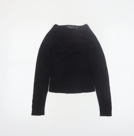 Brave Soul Women Black XS V-Neck Ribbed Knit Pullover Jumper